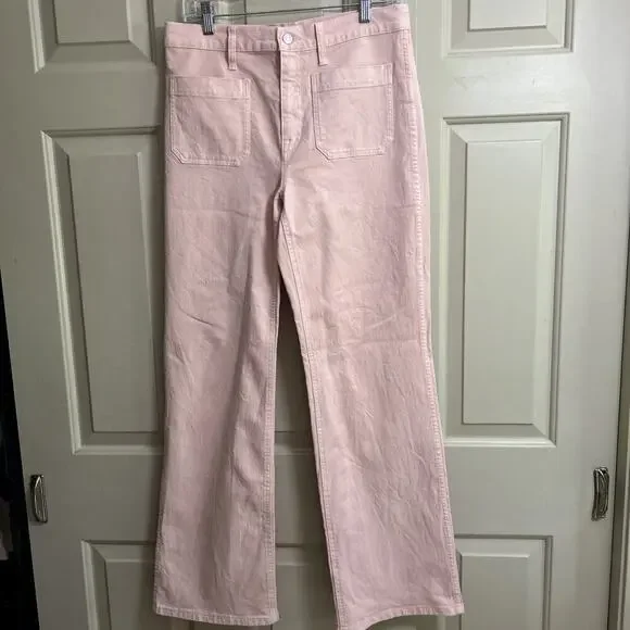 J. CREW Light Pink High-rise Full-Length Garment-Dyed Flare Jean Sz 29 - Picture 5 of 8